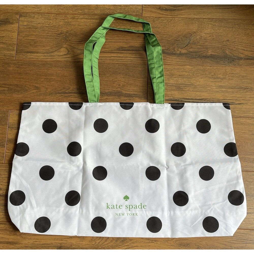 New Kate Spade Tote White Black Polka Dot 25" x 15" XLarge Shopping Tote